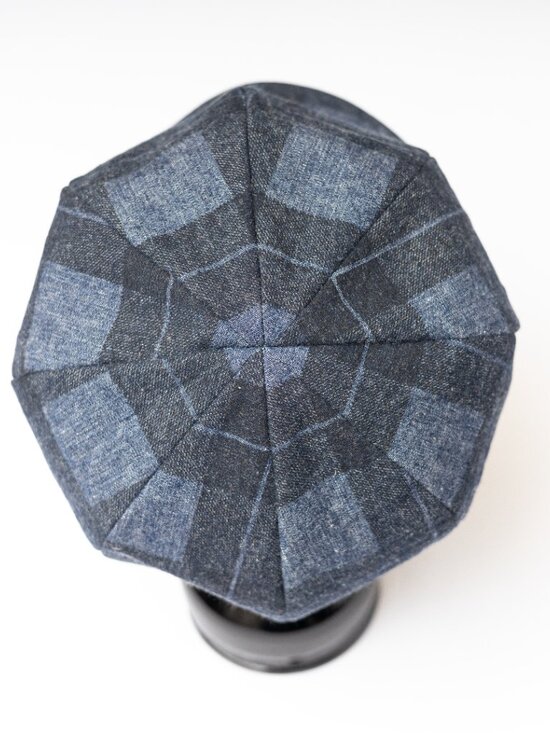 Upcycled Plaid Denim Newsboy Paperboy Cabbie Hat main image 6